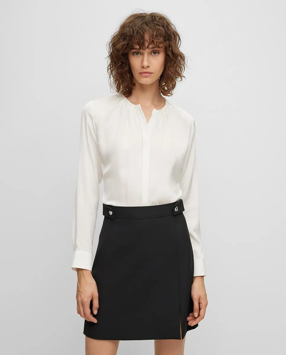 Блуза из струящейся ткани с длинными рукавами Boss, белый
Блуза из струящейся ткани с длинными рукавами Boss, белый