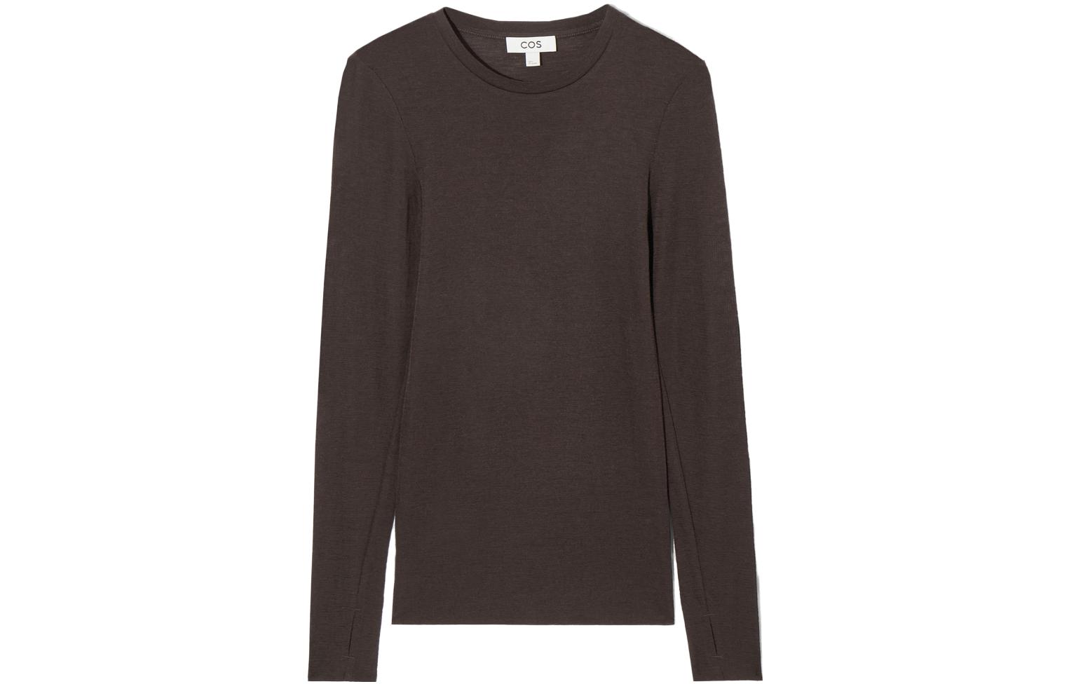Трикотажная женская футболка тёмно-коричневая COS
Трикотажная женская футболка тёмно-коричневая COS