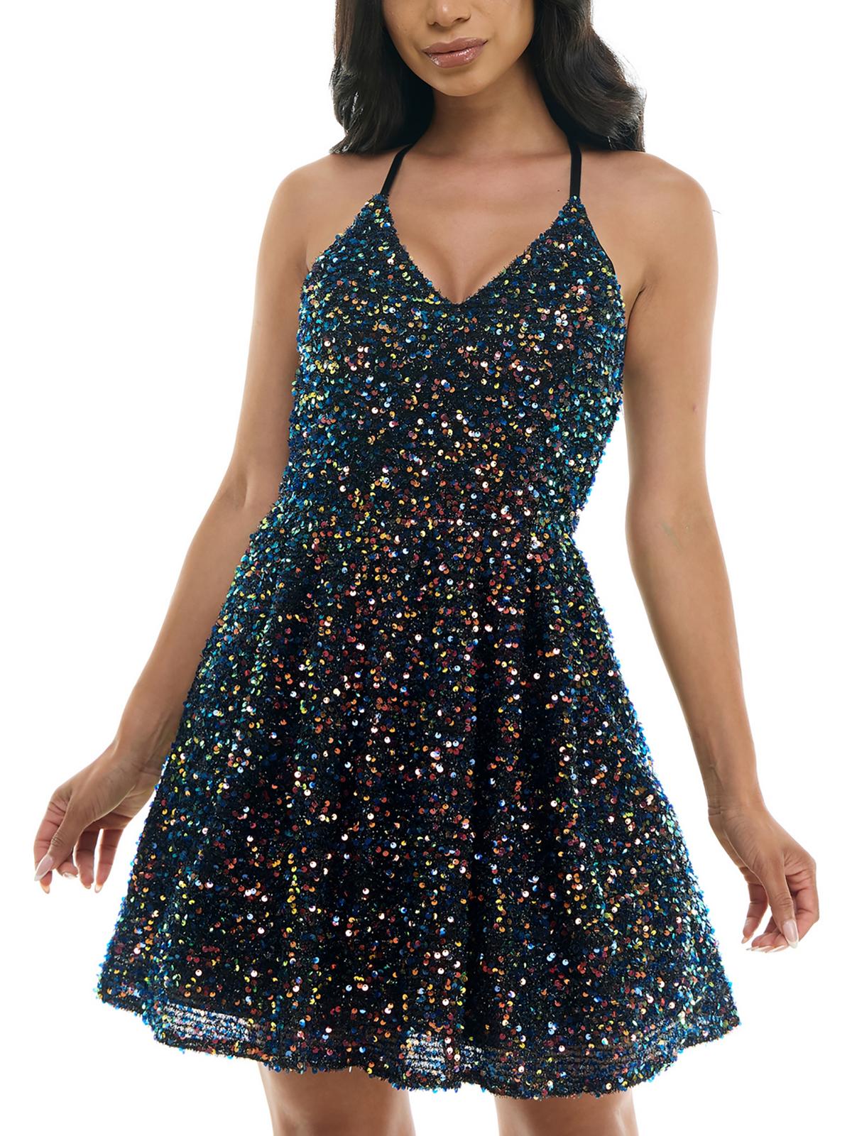 Платье-мини с расклешенной юбкой и перекрещивающимися бретелями для юниоров BCX, черный