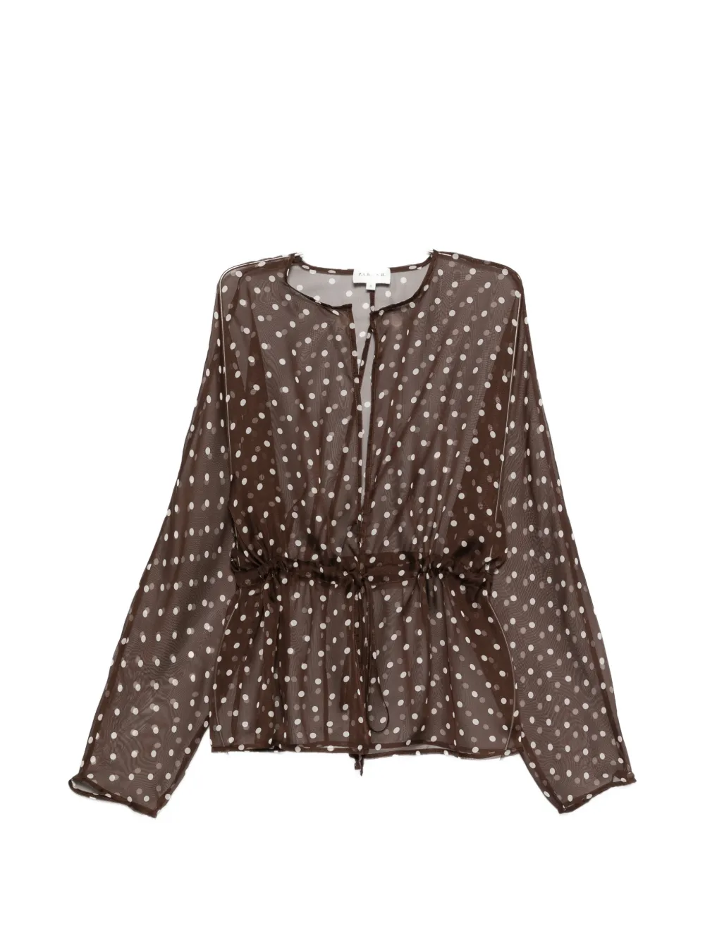 Блузка в горошек на завязках P.A.R.O.S.H., коричневый
Блузка в горошек на завязках P.A.R.O.S.H., коричневый