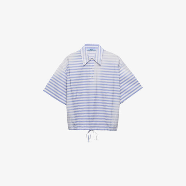 Рубашка Prada с разрезами по бокам полосатая хлопковая, голубой
Рубашка Prada с разрезами по бокам полосатая хлопковая, голубой