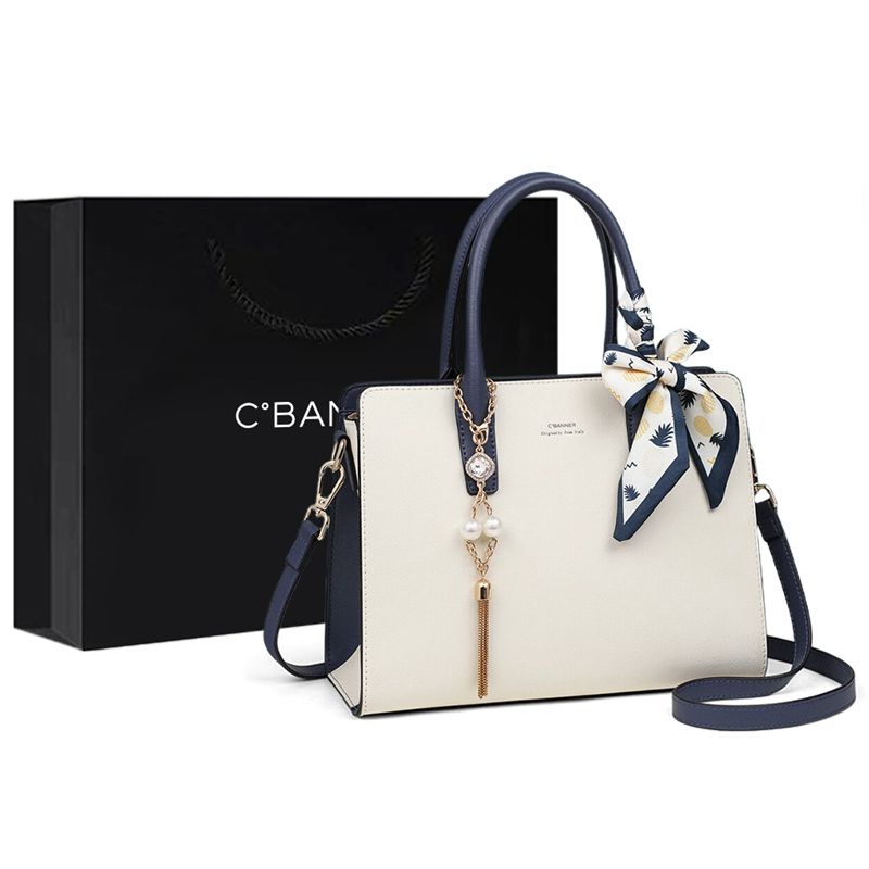 C°BANNER Сумка-тоут через плечо из комбинированной кожи для мам, Ecru 
C°BANNER Сумка-тоут через плечо из комбинированной кожи для мам, Ecru