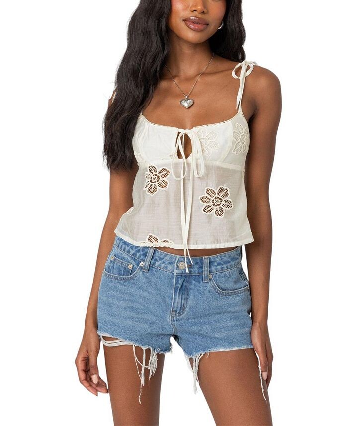 Топ Edikted Airy с вышивкой, белый
Топ Edikted Airy с вышивкой, белый