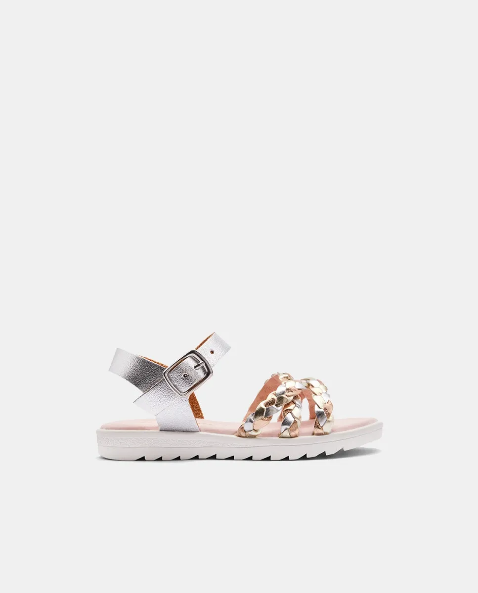 Сандалии с переплетенными ремнями Conguitos, серебряный 
Сандалии с переплетенными ремнями Conguitos, серебряный