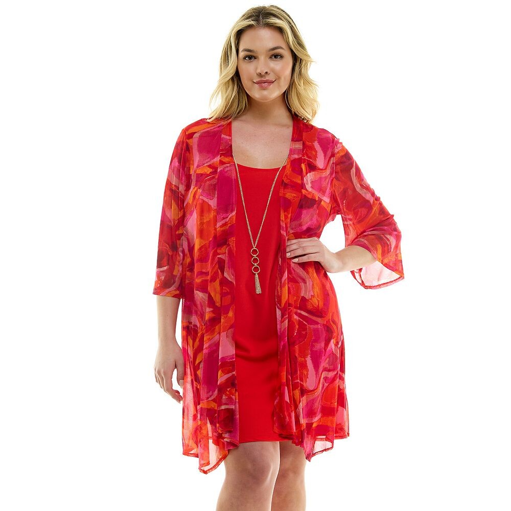 Комплект из кардигана и платья больших размеров Luxology из 2 предметов с рукавами 3/4, цвет Orange Magenta Pink
Комплект из кардигана и платья больших размеров Luxology из 2 предметов с рукавами 3/4, цвет Orange Magenta Pink