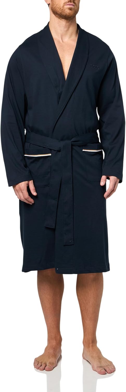 BOSS мужской халат с шалевым воротником из хлопка, Clean Navy
BOSS мужской халат с шалевым воротником из хлопка, Clean Navy