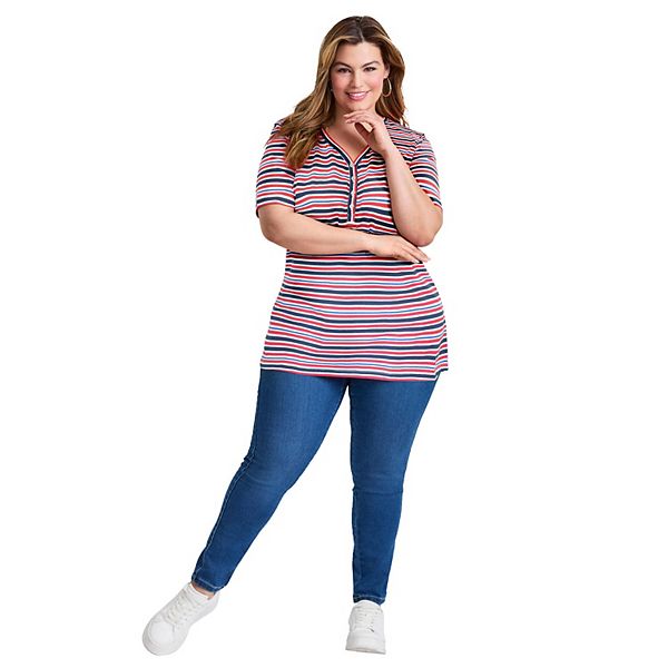 Женская футболка-туника с коротким рукавом plus size Avenue, Americana Bold Stripe
Женская футболка-туника с коротким рукавом plus size Avenue, Americana Bold Stripe