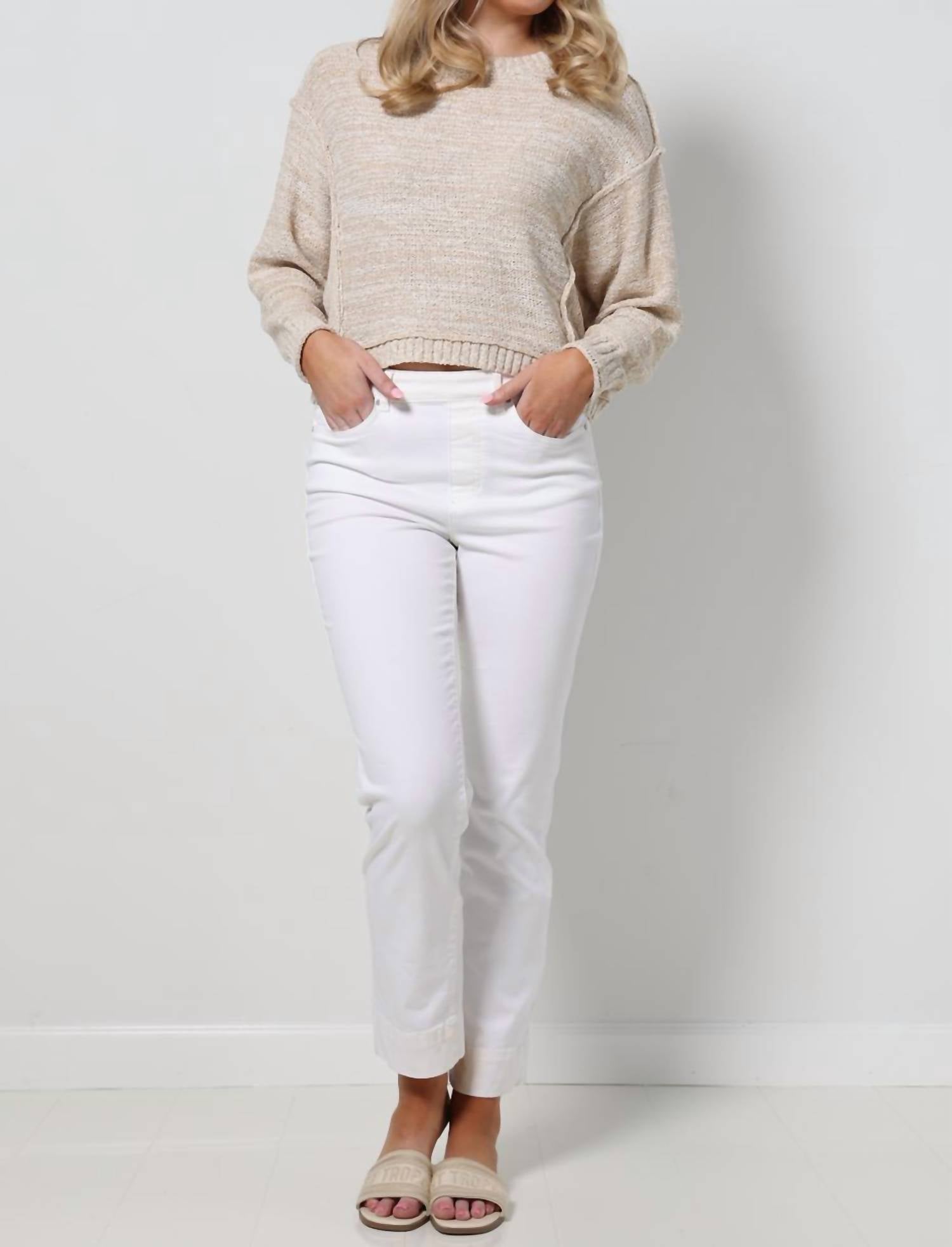 Брюки с пятью карманами, кремового цвета TRIBAL 
Брюки с пятью карманами, кремового цвета TRIBAL