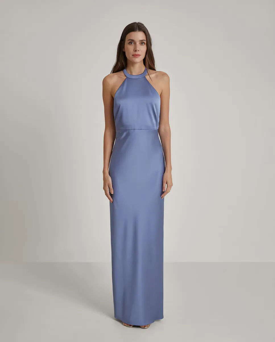 Длинное платье с воротником халтер Trucco, синий
Длинное платье с воротником халтер Trucco, синий