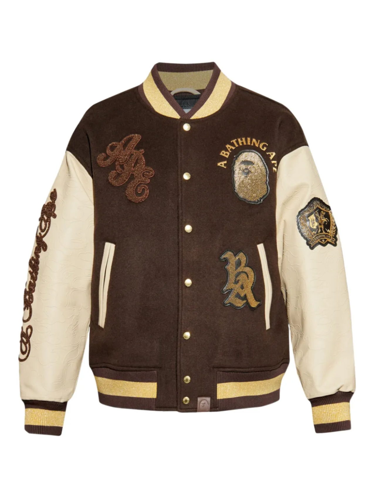 A BATHING APE бомбер с вышивкой, коричневый 
A BATHING APE бомбер с вышивкой, коричневый