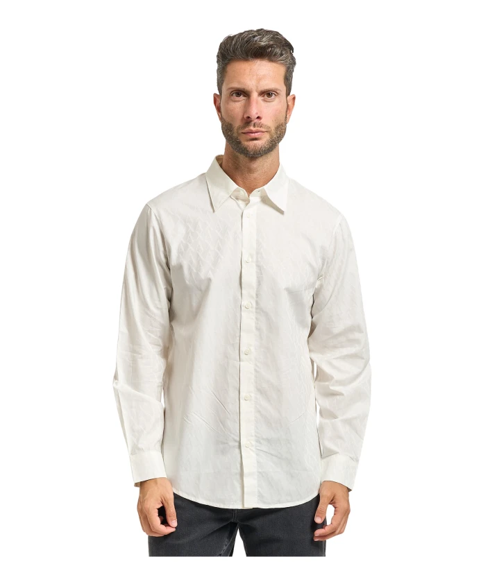 Белая хлопковая рубашка с длинными рукавами Armani Exchange, белый
Белая хлопковая рубашка с длинными рукавами Armani Exchange, белый