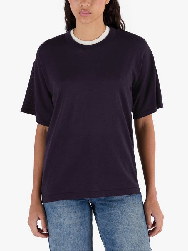 Футболка свободного кроя из мериноса с коротким рукавом John Smedley, цвет Purple/Rosewood 
Футболка свободного кроя из мериноса с коротким рукавом John Smedley, цвет Purple/Rosewood