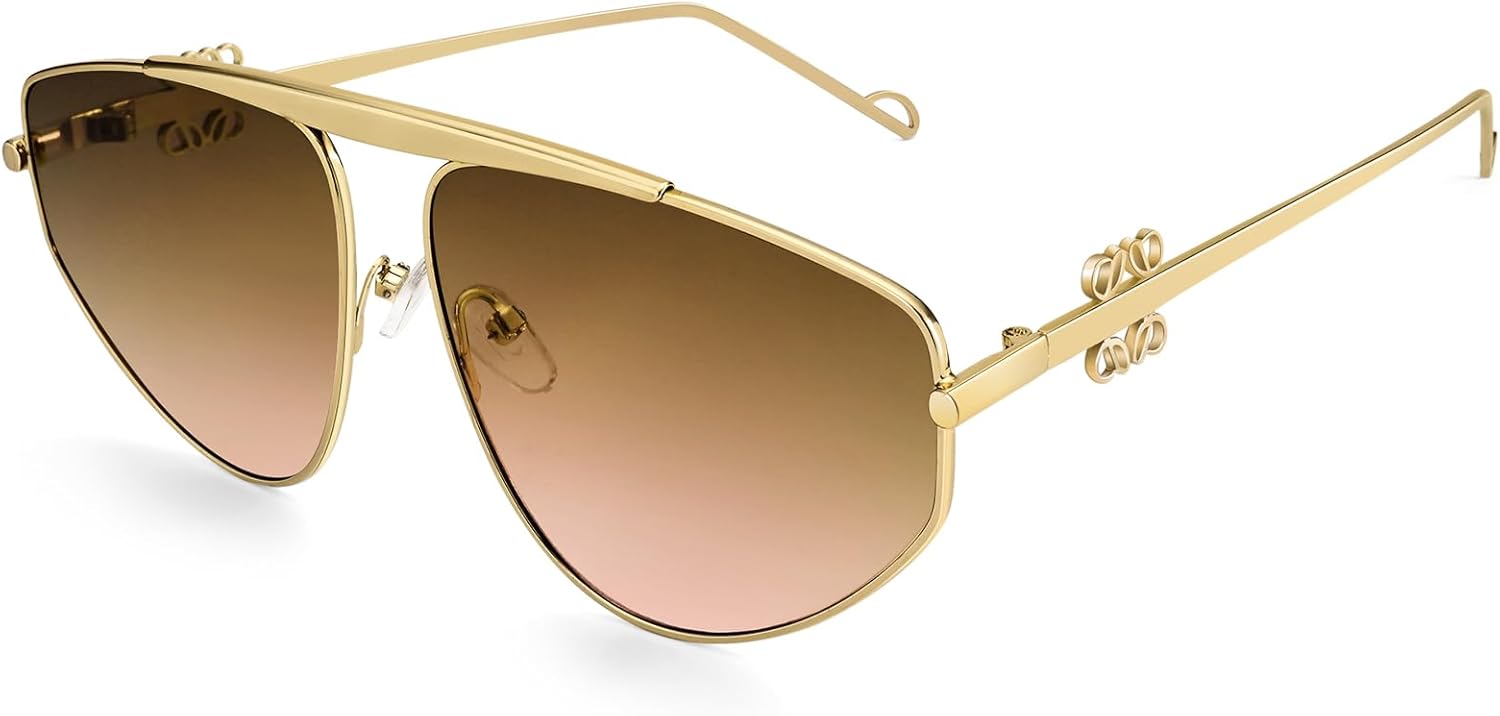 Большие солнцезащитные очки-авиаторы для женщин и мужчин, модные, с тонированными линзами, золотистым металлическим покрытием, защита от ультрафиолета UV400 Dollger, Gradient Brown
Большие солнцезащитные очки-авиаторы для женщин и мужчин, модные, с тонированными линзами, золотистым металлическим покрытием, защита от ультрафиолета UV400 Dollger, Gradient Brown