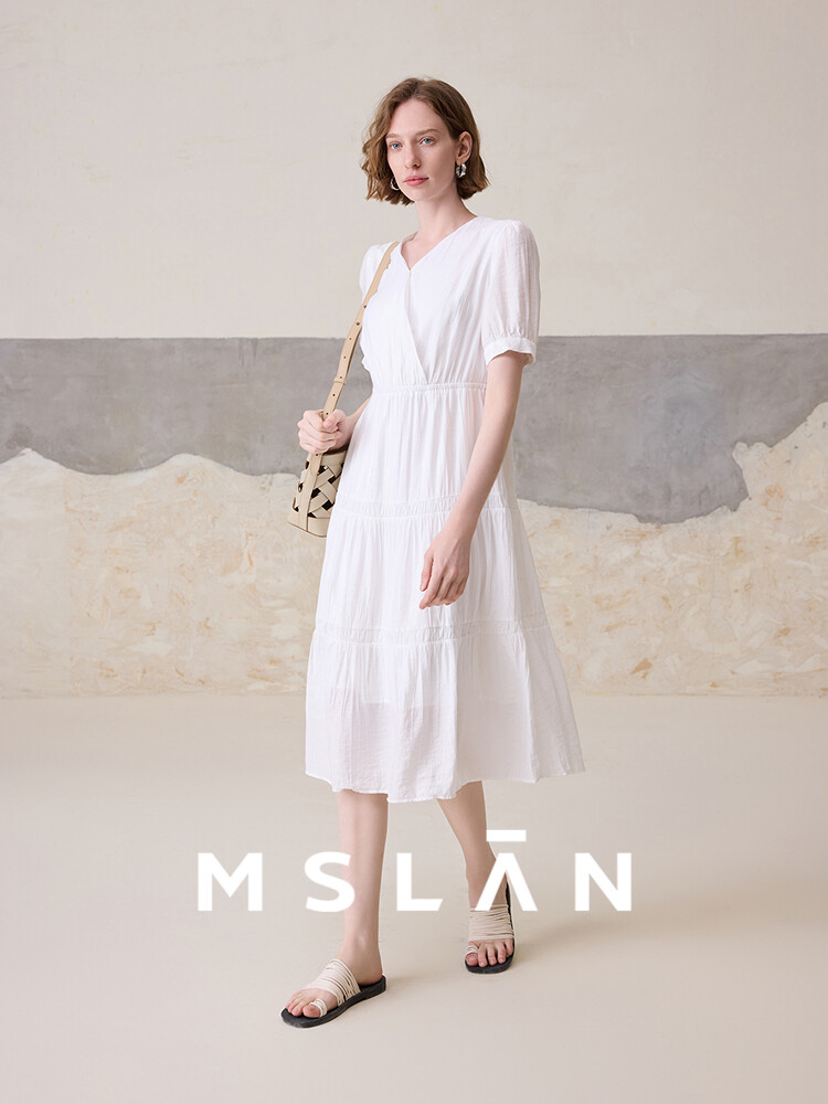 Платье летнее MSlan с V-образным вырезом и высокой талией, желтый
Платье летнее MSlan с V-образным вырезом и высокой талией, желтый