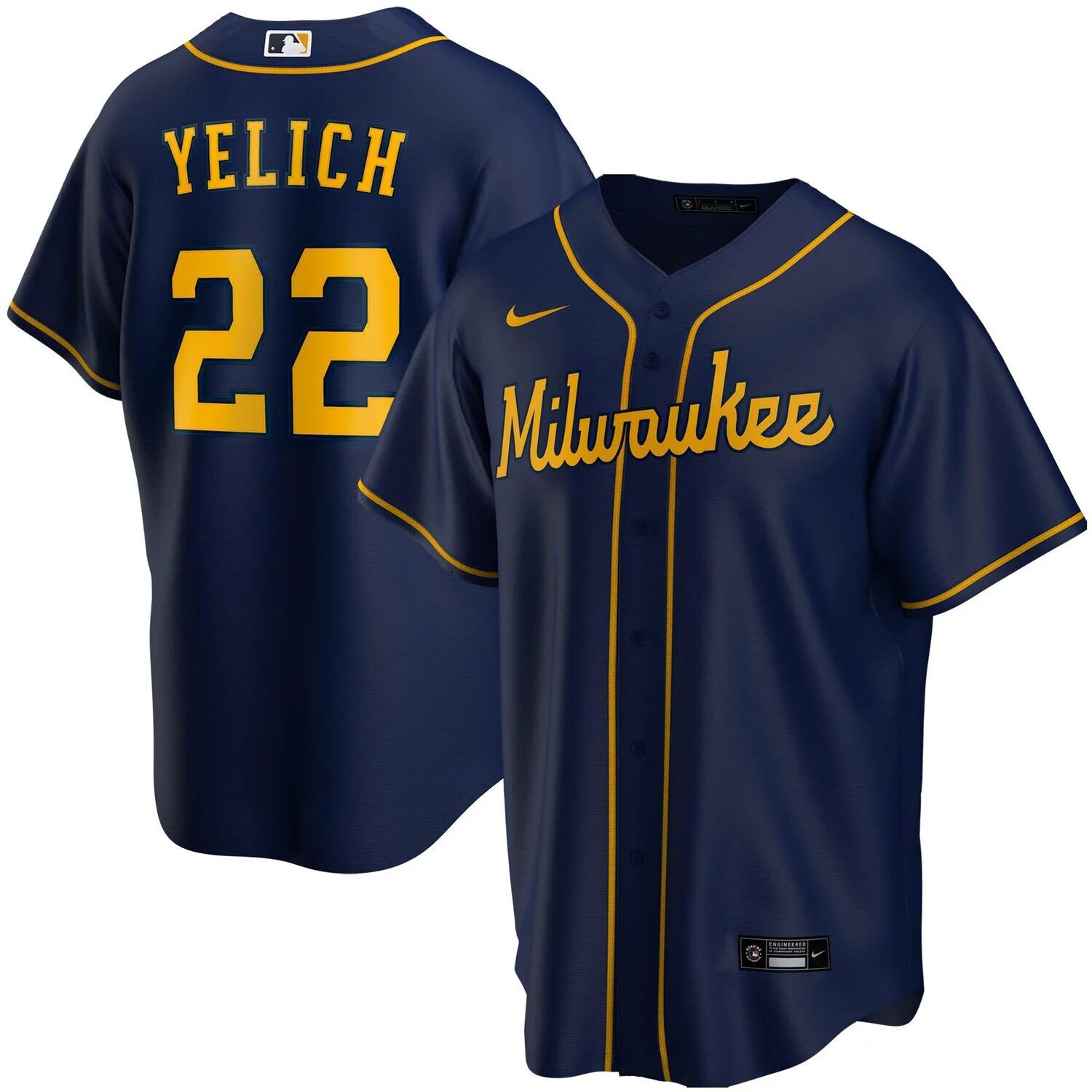 Мужская футболка Christian Yelich Navy Milwaukee Brewers Альтернативная реплика игрока Nike
Мужская футболка Christian Yelich Navy Milwaukee Brewers Альтернативная реплика игрока Nike