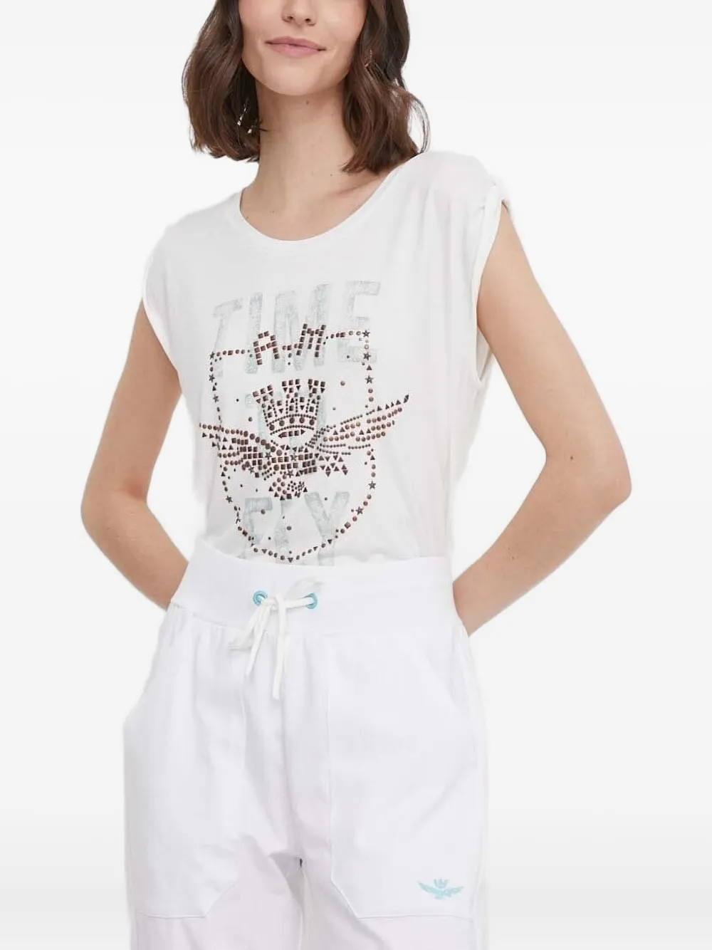 Топ с декорированным логотипом Aeronautica Militare, белый 
Топ с декорированным логотипом Aeronautica Militare, белый