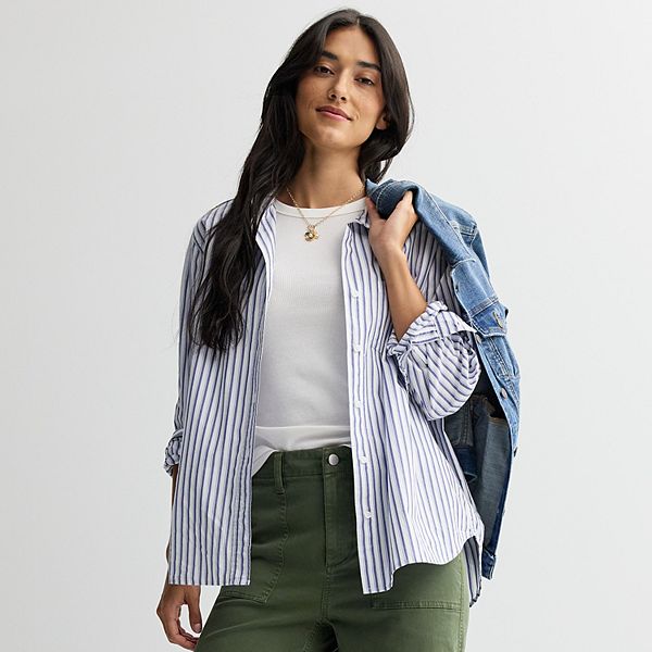 Женская повседневная рубашка на пуговицах Sonoma Goods For Life, Blue White Stripe
Женская повседневная рубашка на пуговицах Sonoma Goods For Life, Blue White Stripe