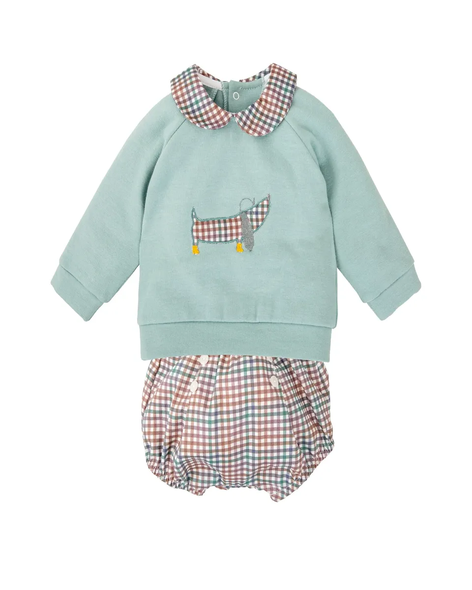 Комплект для мальчика: толстовка с воротником для младенца и соответствующие трусики BABIDÚ, зеленый
Комплект для мальчика: толстовка с воротником для младенца и соответствующие трусики BABIDÚ, зеленый