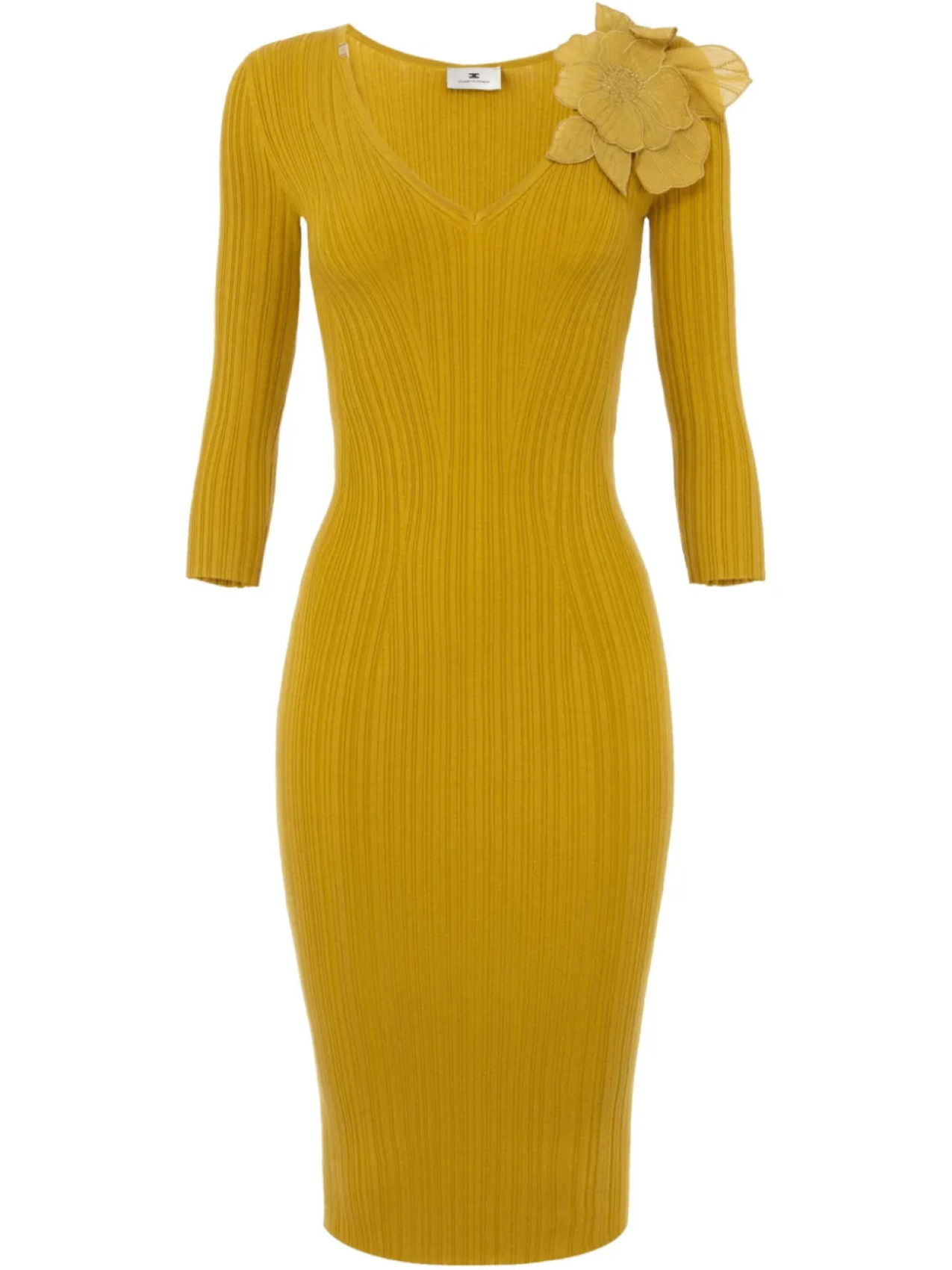 Платье в рубчик с цветочной аппликацией Elisabetta Franchi, желтый
Платье в рубчик с цветочной аппликацией Elisabetta Franchi, желтый