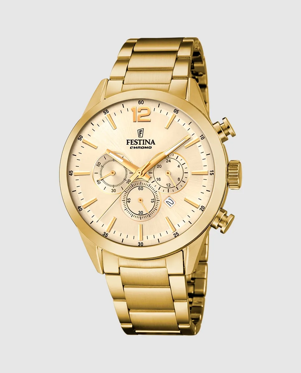 F20633/4 Мужские часы Timeless Chronograph в корпусе из золотой стали Festina
F20633/4 Мужские часы Timeless Chronograph в корпусе из золотой стали Festina