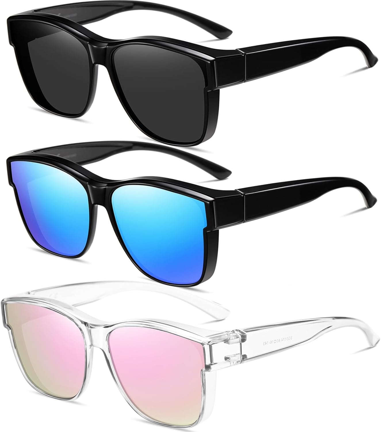 Поляризованные солнцезащитные очки Wzerry для женщин, надеваемые поверх обычных очков, защита UV400, большие линзы, для вождения и активного отдыха, 3 шт: Black/Grey, Black/Blue, Transparent/Pink
Поляризованные солнцезащитные очки Wzerry для женщин, надеваемые поверх обычных очков, защита UV400, большие линзы, для вождения и активного отдыха, 3 шт: Black/Grey, Black/Blue, Transparent/Pink