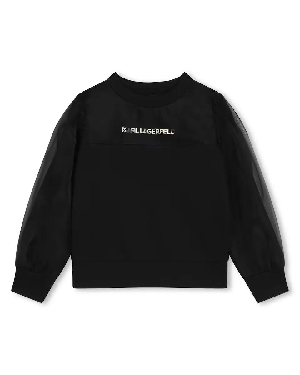 Толстовка для девочки с логотипом спереди и рукавами из органзы Karl Lagerfeld Kids, черный
Толстовка для девочки с логотипом спереди и рукавами из органзы Karl Lagerfeld Kids, черный