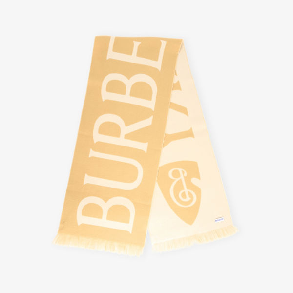 Шарф шерстяной Burberry Football с принтом, желтый 
Шарф шерстяной Burberry Football с принтом, желтый