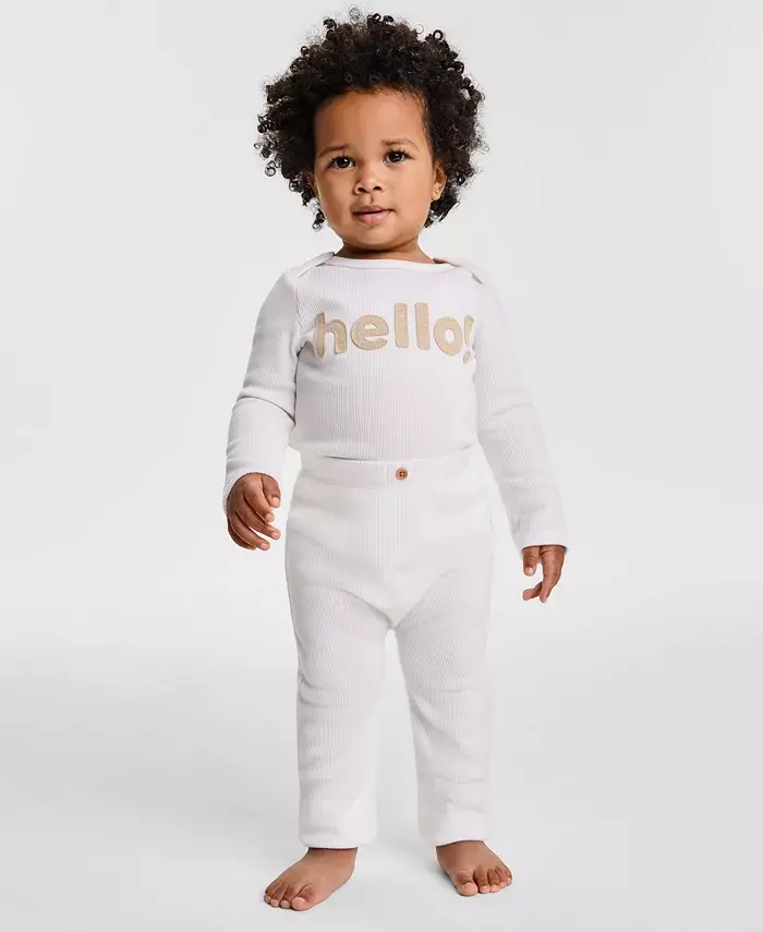 Детский боди с длинными рукавами Baby Hello и штанишки из велюрового ребристого трикотажа First Impressions, розовый
Детский боди с длинными рукавами Baby Hello и штанишки из велюрового ребристого трикотажа First Impressions, розовый