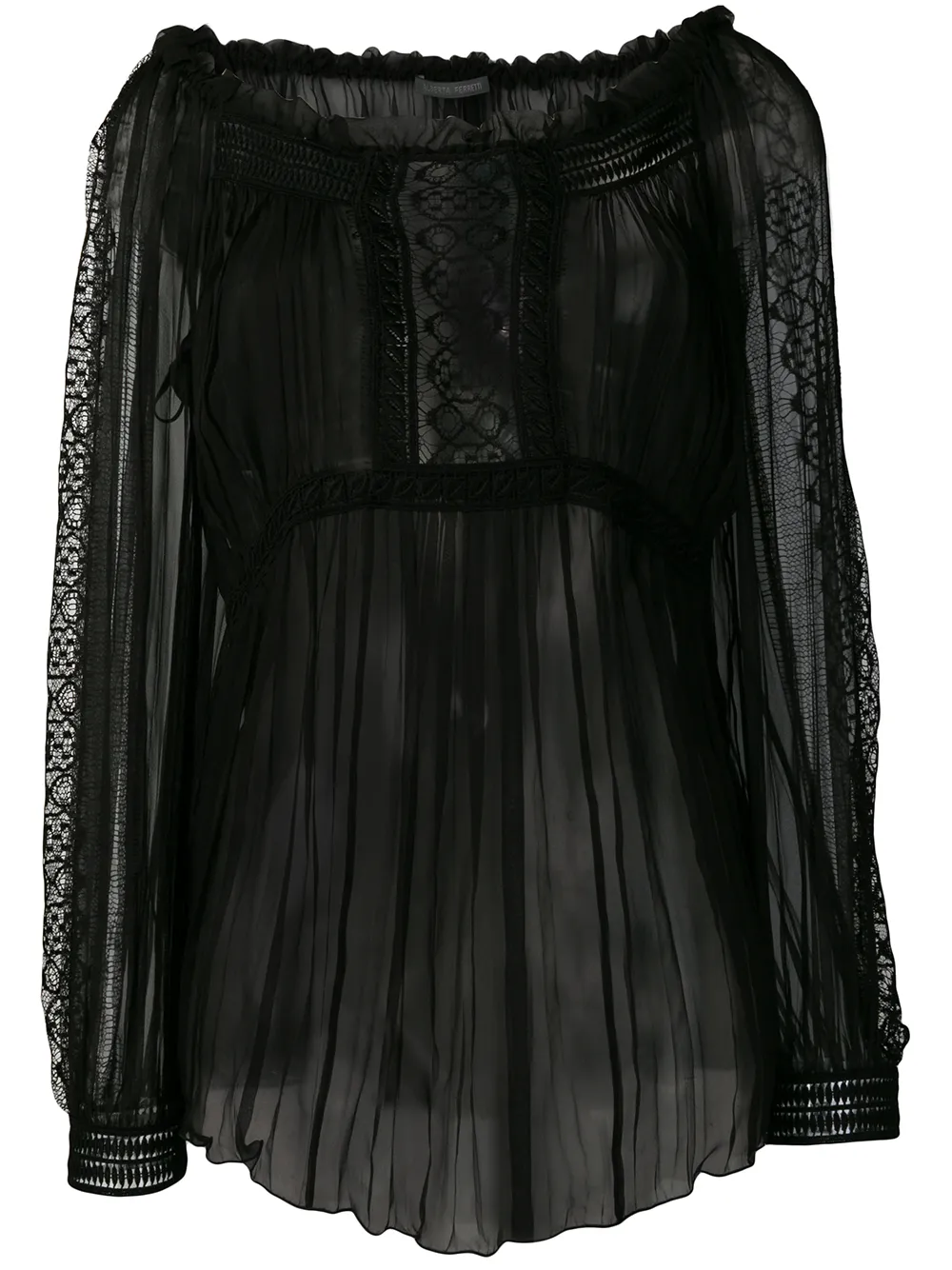 Прозрачная плиссированная блуза Alberta Ferretti, черный
Прозрачная плиссированная блуза Alberta Ferretti, черный