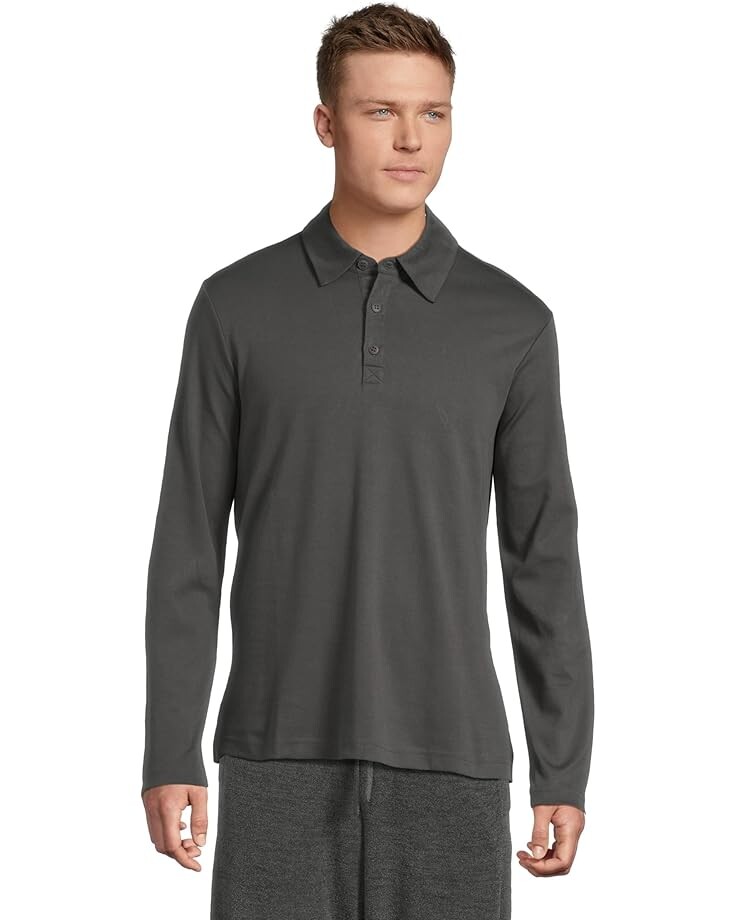 Поло Barefoot Dreams Malibu Collection Pima Long Sleeve Polo, цвет Carbon 
Поло Barefoot Dreams Malibu Collection Pima Long Sleeve Polo, цвет Carbon