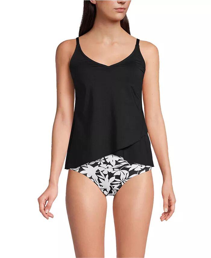 Женский удлиненный топ танкини с тюльпановым подолом Lands' End, черный
Женский удлиненный топ танкини с тюльпановым подолом Lands' End, черный