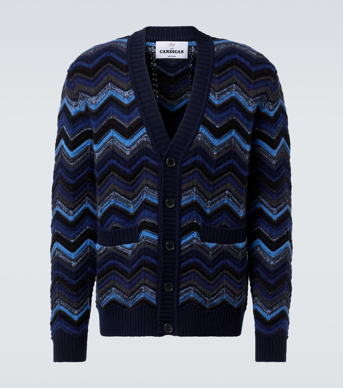 Кардиган из смесовой шерсти с узором зигзаг Missoni, Blue Tones 
Кардиган из смесовой шерсти с узором зигзаг Missoni, Blue Tones