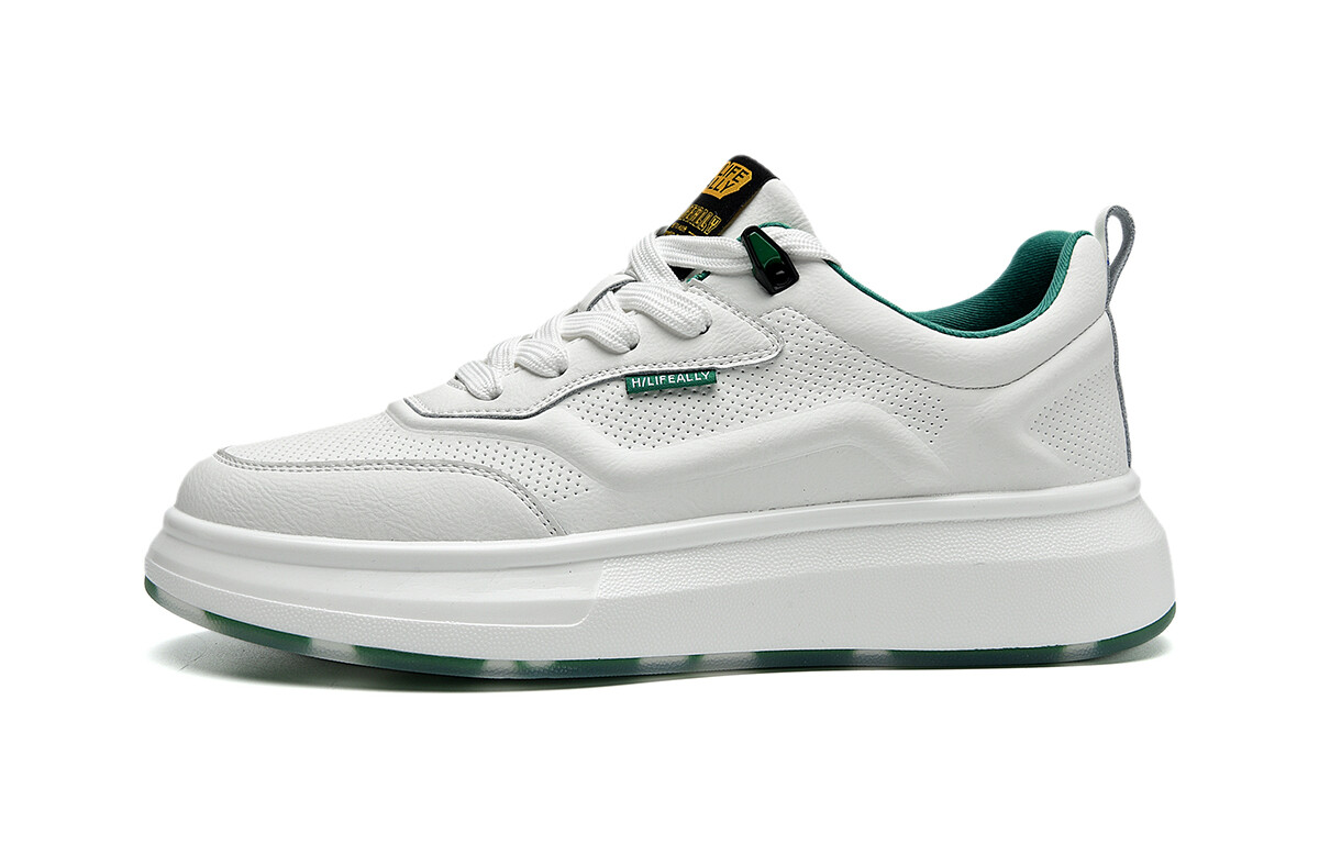 Кеды мужские, обувь для скейтбординга низкая Hla, белый/зеленый 
Кеды мужские, обувь для скейтбординга низкая Hla, белый/зеленый