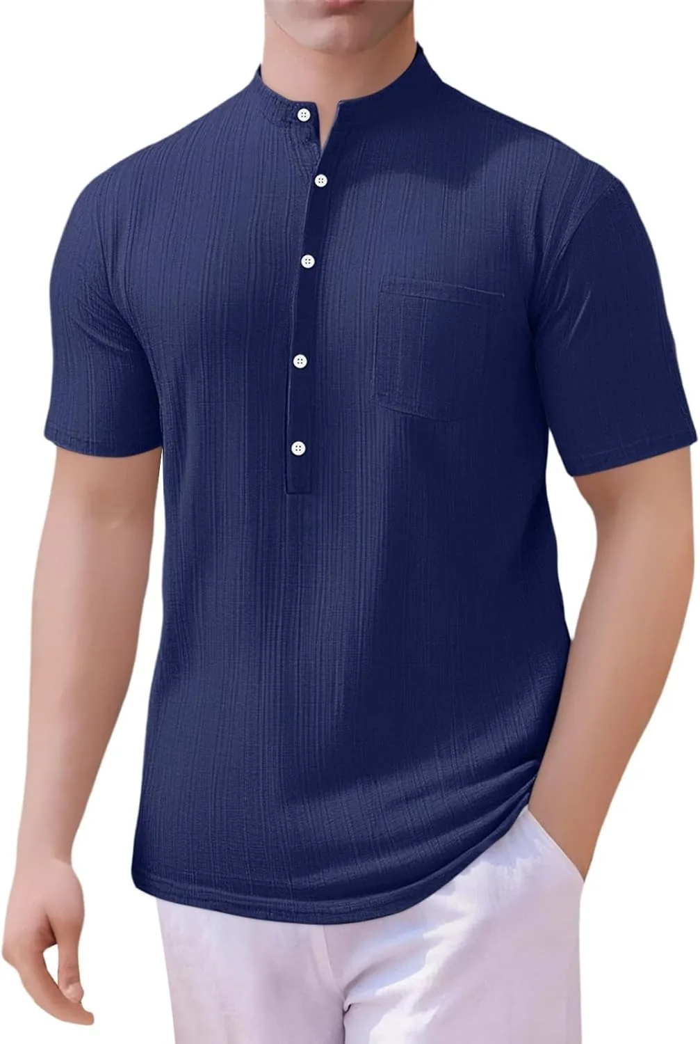 Мужская повседневная футболка с коротким рукавом и воротником-стойкой
Мужская повседневная футболка с коротким рукавом и воротником-стойкой