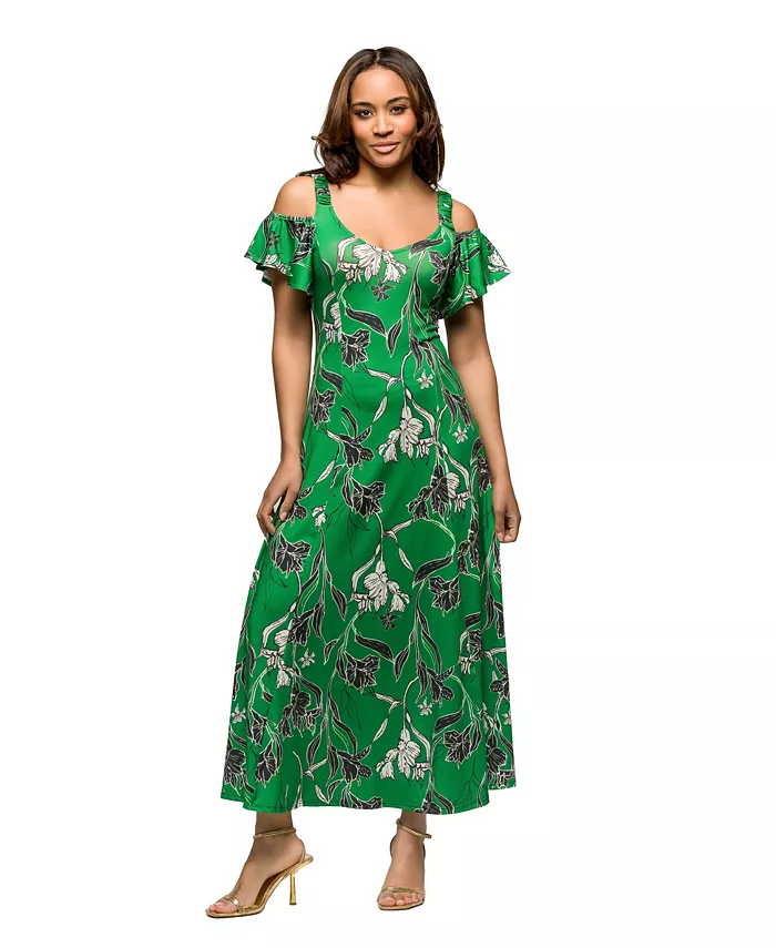 Женское зеленое платье макси с цветочным принтом и открытыми плечами, а также рукавами-оборками 24seven Comfort Apparel, мультиколор
Женское зеленое платье макси с цветочным принтом и открытыми плечами, а также рукавами-оборками 24seven Comfort Apparel, мультиколор
