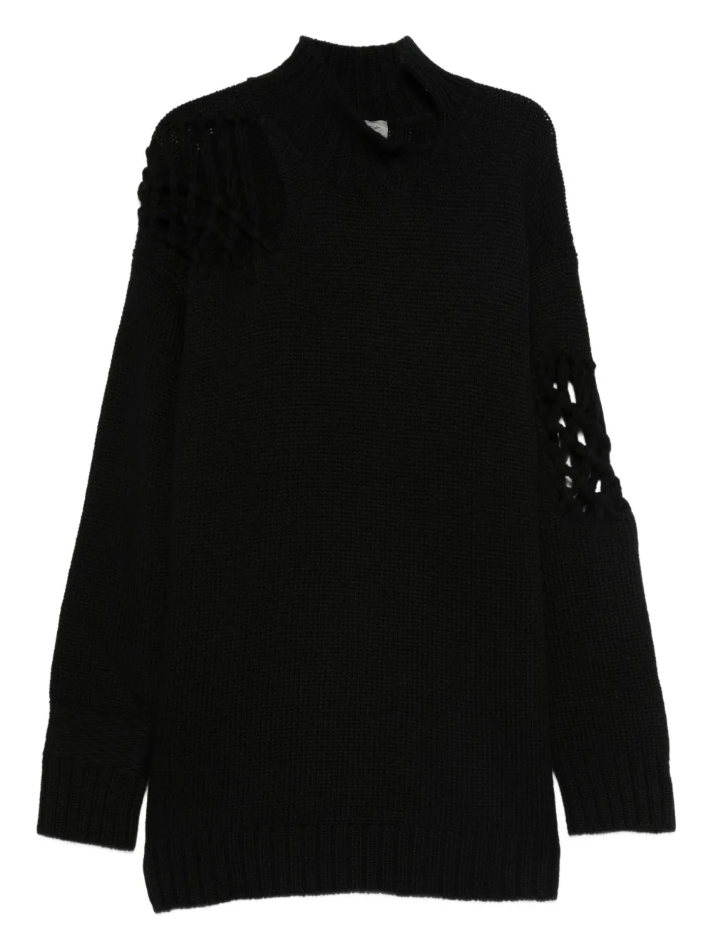 Свитер с высоким воротом и вставками из сетки Yohji Yamamoto, черный
Свитер с высоким воротом и вставками из сетки Yohji Yamamoto, черный