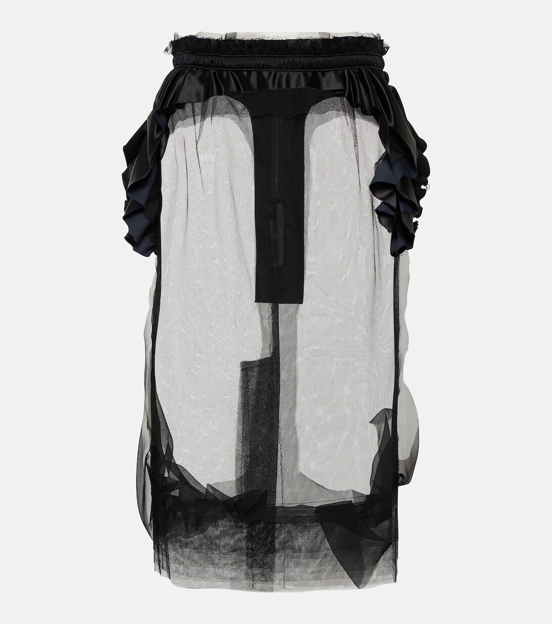 Юбка миди из тюля с оборками MAISON MARGIELA, черный 
Юбка миди из тюля с оборками MAISON MARGIELA, черный