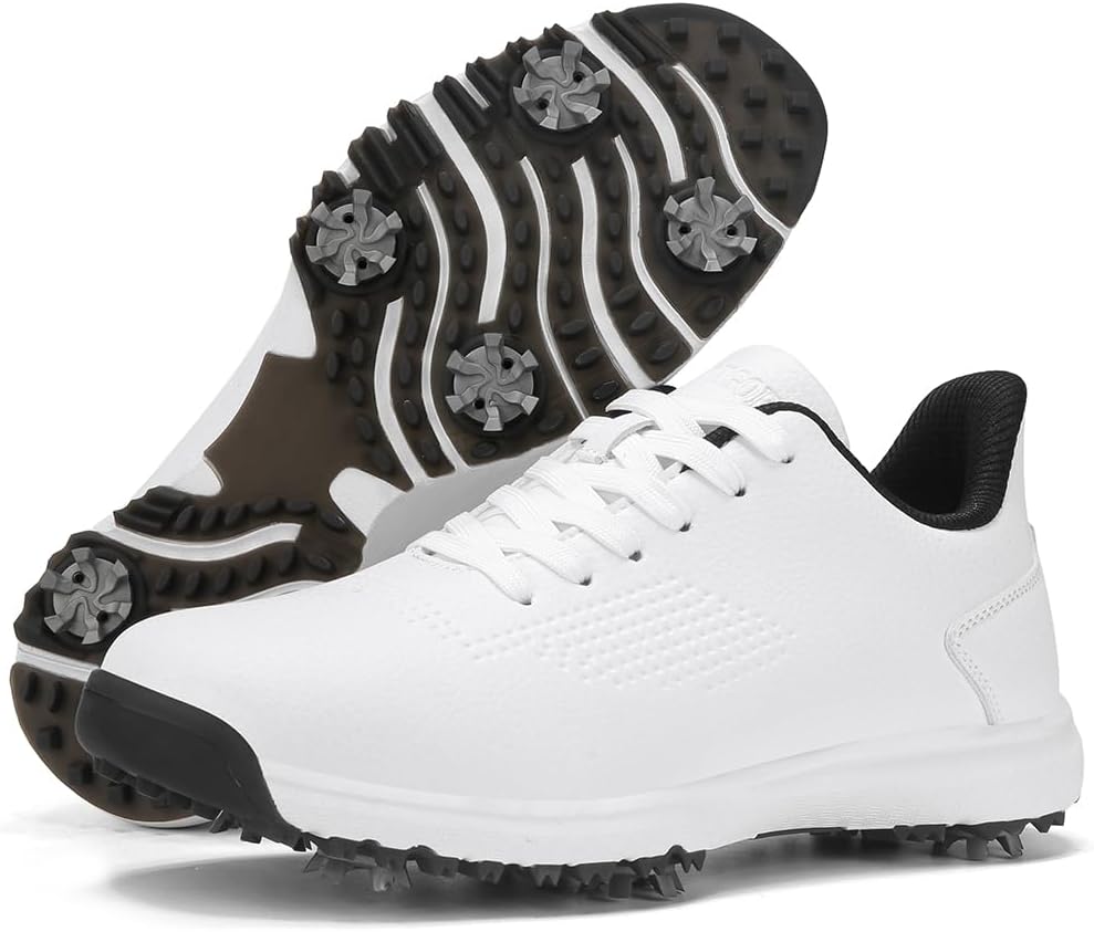 Мужские гольф-туфли с шипами, подходят для газонов и открытой травы, водонепроницаемая и противоскользящая обувь для гольфа для мужчин и женщин Civhom, белый
Мужские гольф-туфли с шипами, подходят для газонов и открытой травы, водонепроницаемая и противоскользящая обувь для гольфа для мужчин и женщин Civhom, белый