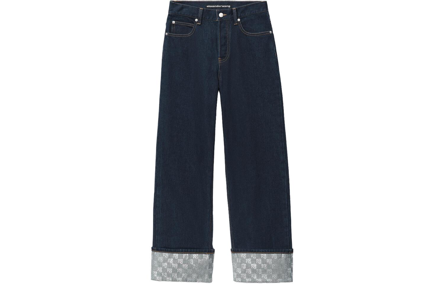 Кристально украшенные манжеты Широкие джинсы Alexander Wang, Синий
Кристально украшенные манжеты Широкие джинсы Alexander Wang, Синий