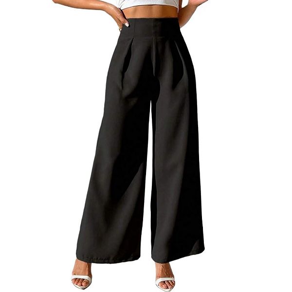 Женские брюки с высокой талией, плиссированные спереди, с широкими карманами и расклешенными штанинами Clearflower, Black
Женские брюки с высокой талией, плиссированные спереди, с широкими карманами и расклешенными штанинами Clearflower, Black