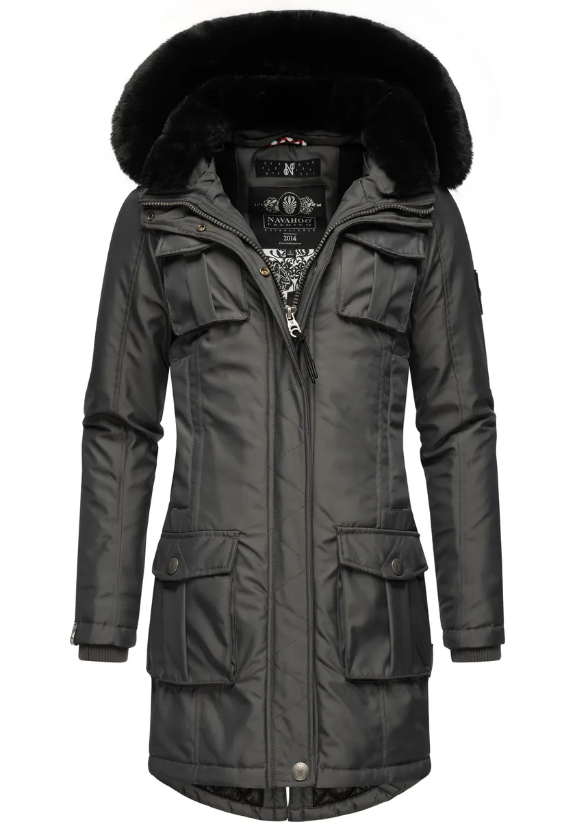Зимнее пальто Navahoo "Tiniis", парка со съемным капюшоном и дополнительной сумкой для покупок, антрацит, Черный, Зимнее пальто Navahoo "Tiniis", парка со съемным капюшоном и дополнительной сумкой для покупок, антрацит