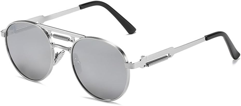 Ретро-металлические панк круглые солнцезащитные очки для женщин, прозрачные зеркальные линзы с градиентным переходом, защита от УФ-излучения UV400, солнцезащитные очки для мужчин LANGSER, Silver Silver Mirror
Ретро-металлические панк круглые солнцезащитные очки для женщин, прозрачные зеркальные линзы с градиентным переходом, защита от УФ-излучения UV400, солнцезащитные очки для мужчин LANGSER, Silver Silver Mirror