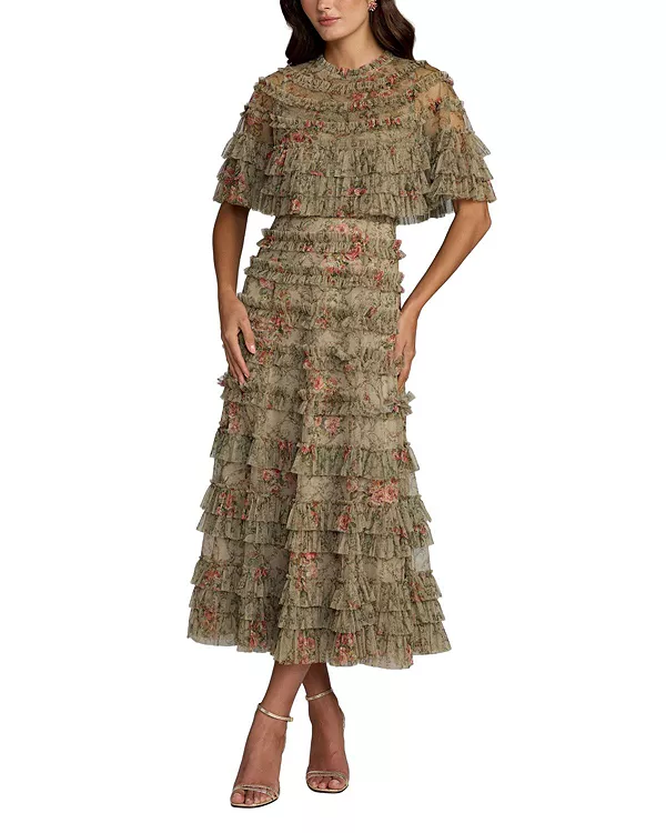 Платье миди с цветочным принтом и оборками из сетчатой ткани Mac Duggal, зеленый
Платье миди с цветочным принтом и оборками из сетчатой ткани Mac Duggal, зеленый