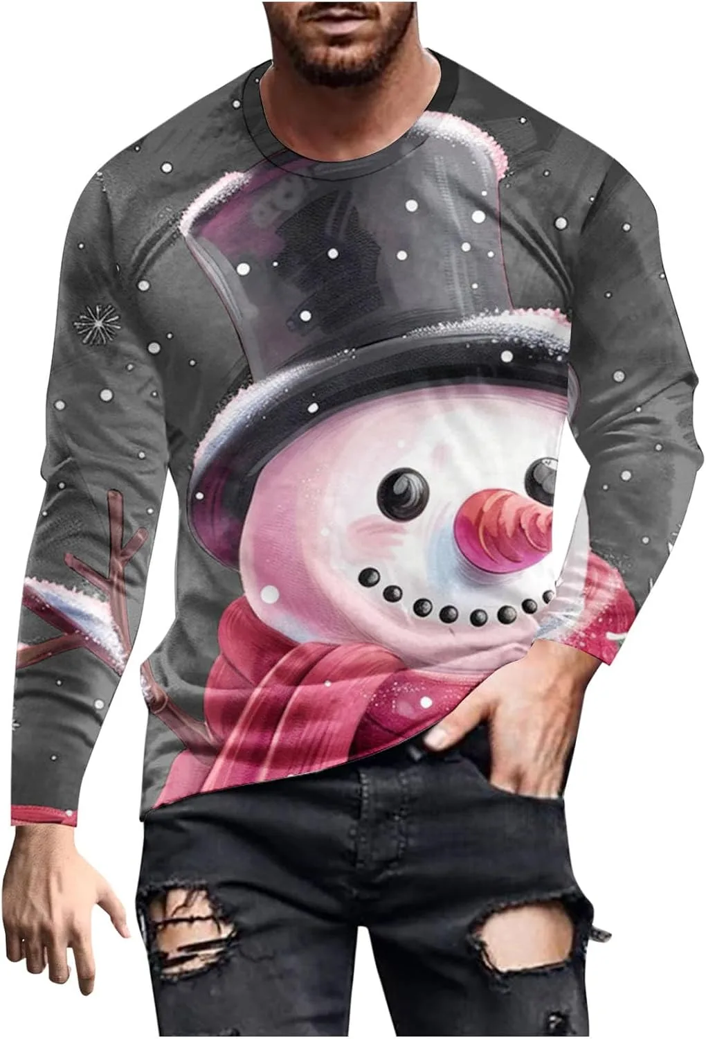 Мужская футболка с длинным рукавом и новогодним принтом
Мужская футболка с длинным рукавом и новогодним принтом