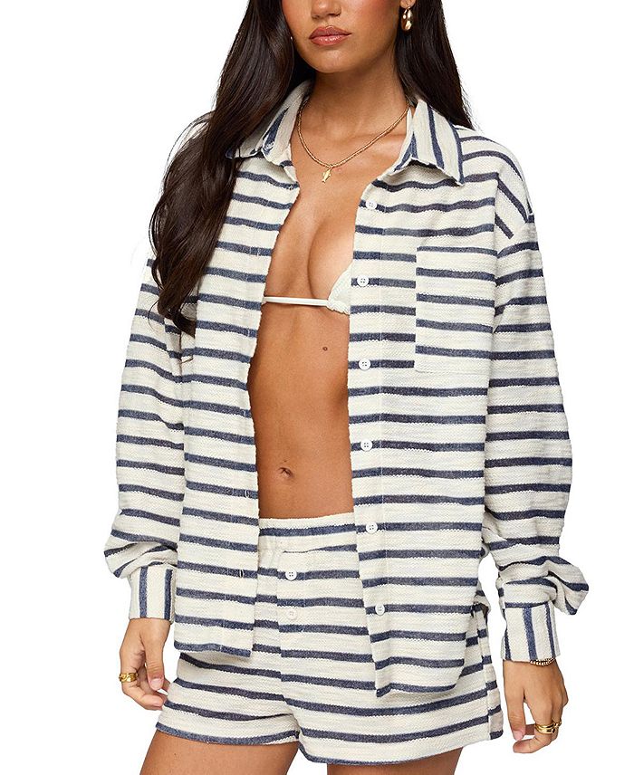 Коллинз Оверсайз Рубашка в Полоску на Пуговицах Edikted, синий
Коллинз Оверсайз Рубашка в Полоску на Пуговицах Edikted, синий