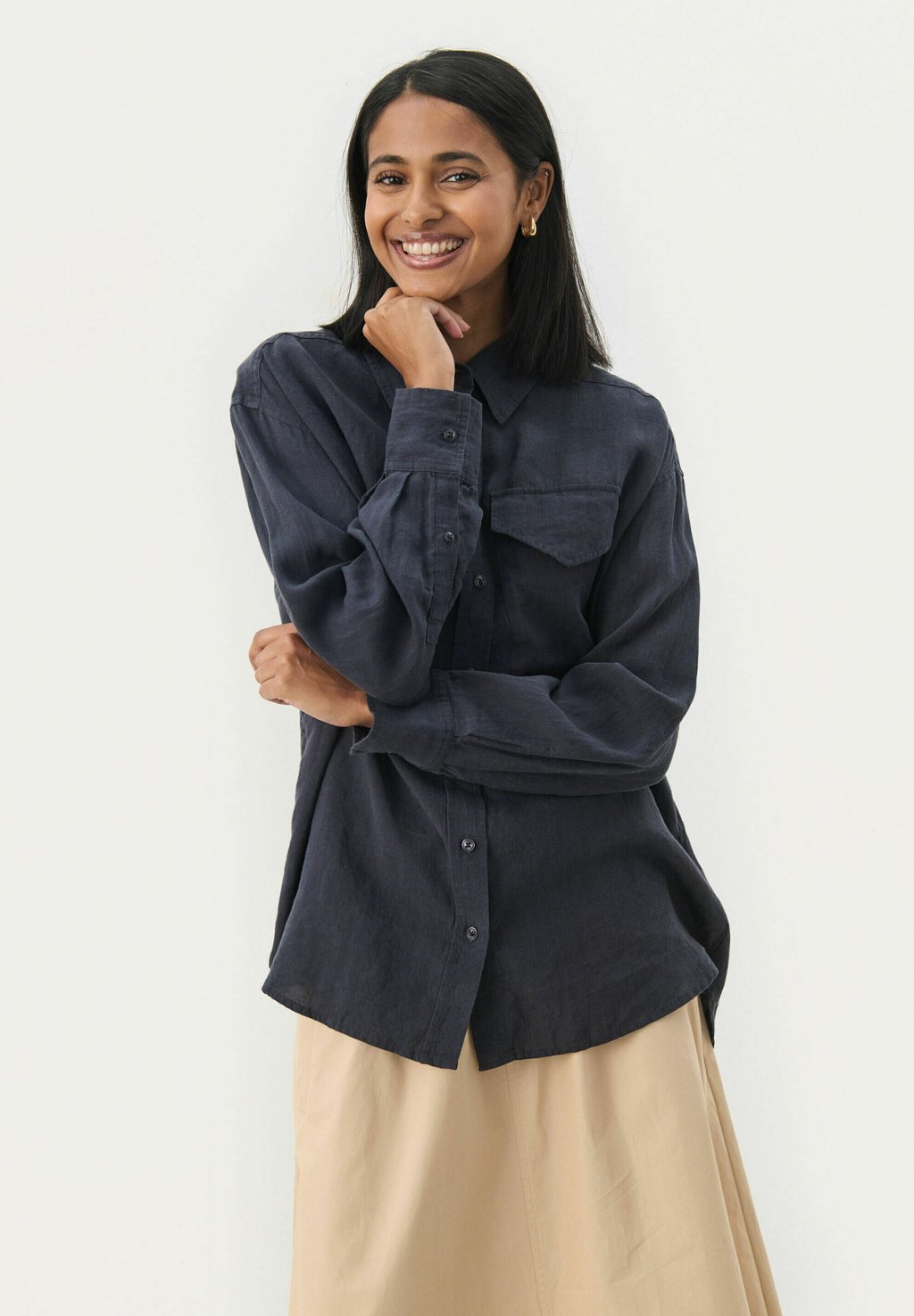 Блузка на пуговицах NUVIN Part Two, темно-синий 
Блузка на пуговицах NUVIN Part Two, темно-синий