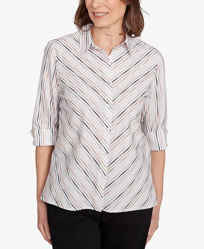 Женский классический топ с текстурированной полоской, застегивающийся на пуговицы спереди Alfred Dunner, коричневый/бежевый
Женский классический топ с текстурированной полоской, застегивающийся на пуговицы спереди Alfred Dunner, коричневый/бежевый