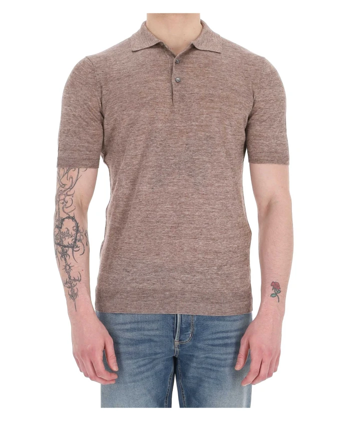 Коричневая льняная рубашка-поло, приталенный крой. Barba, коричневый
Коричневая льняная рубашка-поло, приталенный крой. Barba, коричневый