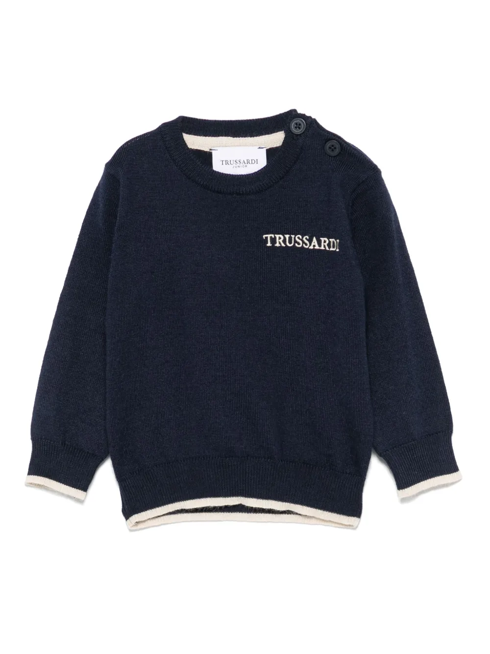 Свитер с вышитым логотипом TRUSSARDI JUNIOR, синий
Свитер с вышитым логотипом TRUSSARDI JUNIOR, синий
