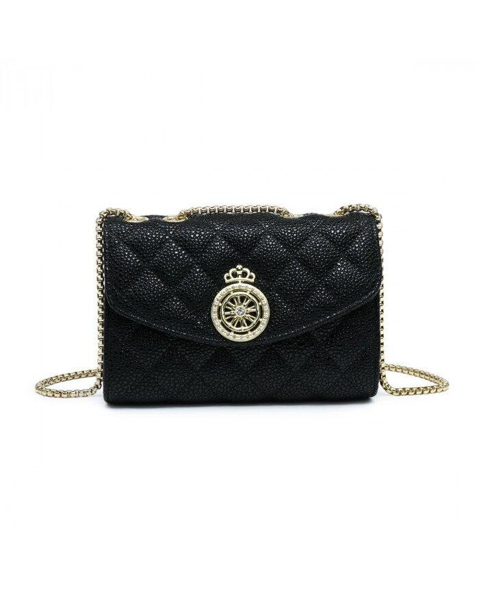 Стеганая сумка через плечо с узором в клетку и значком короны JFY, черный
Стеганая сумка через плечо с узором в клетку и значком короны JFY, черный